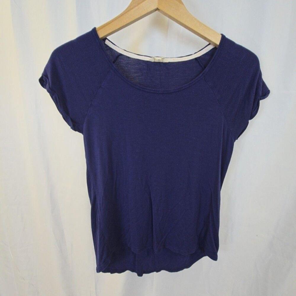 Energie Shirt Juniors Small Blue Scoop Neck Cap Sleeve Tee Top Basic Lightweight